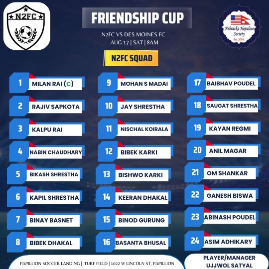 N2FC Squad Announcement for Soccer Friendship Cup